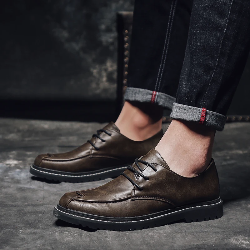 

Men's shoes autumn and winter plus velvet 2019 new Korean version of the trend of casual increase shoes men's British business l
