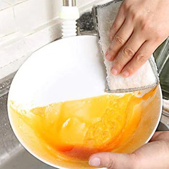

6Pcs Antibacterial Microfiber Kitchen Scouring Pads Double Side Sponges Scourer Cleaning Bamboo