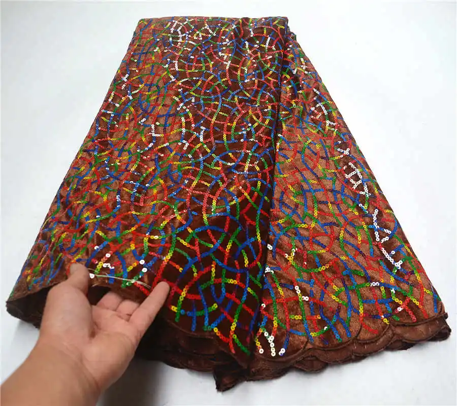 

Fashion African Lace Fabric High Quality French Velvet Net Coth Lace With Sequins 2019 New Style Sequin Lace Fabrics PSA826-2