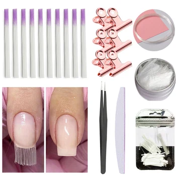 

Fiberglass Nails Extension Kit with Tweezers Clip File Nail Building Manicure Tools KG66