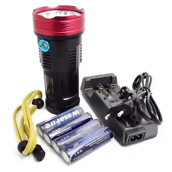 

Highlight Self Defence Lantern 10000LM 10* T6 Led Flash Light Torch 3 Modes Waterproof Camping Light with 18650 Battery+Charger