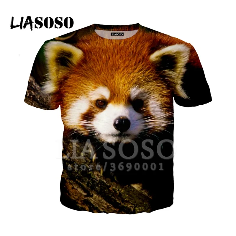LIASOSO 3D печати для женщин мужчин Kawaii красная панда футболка с животными летняя в