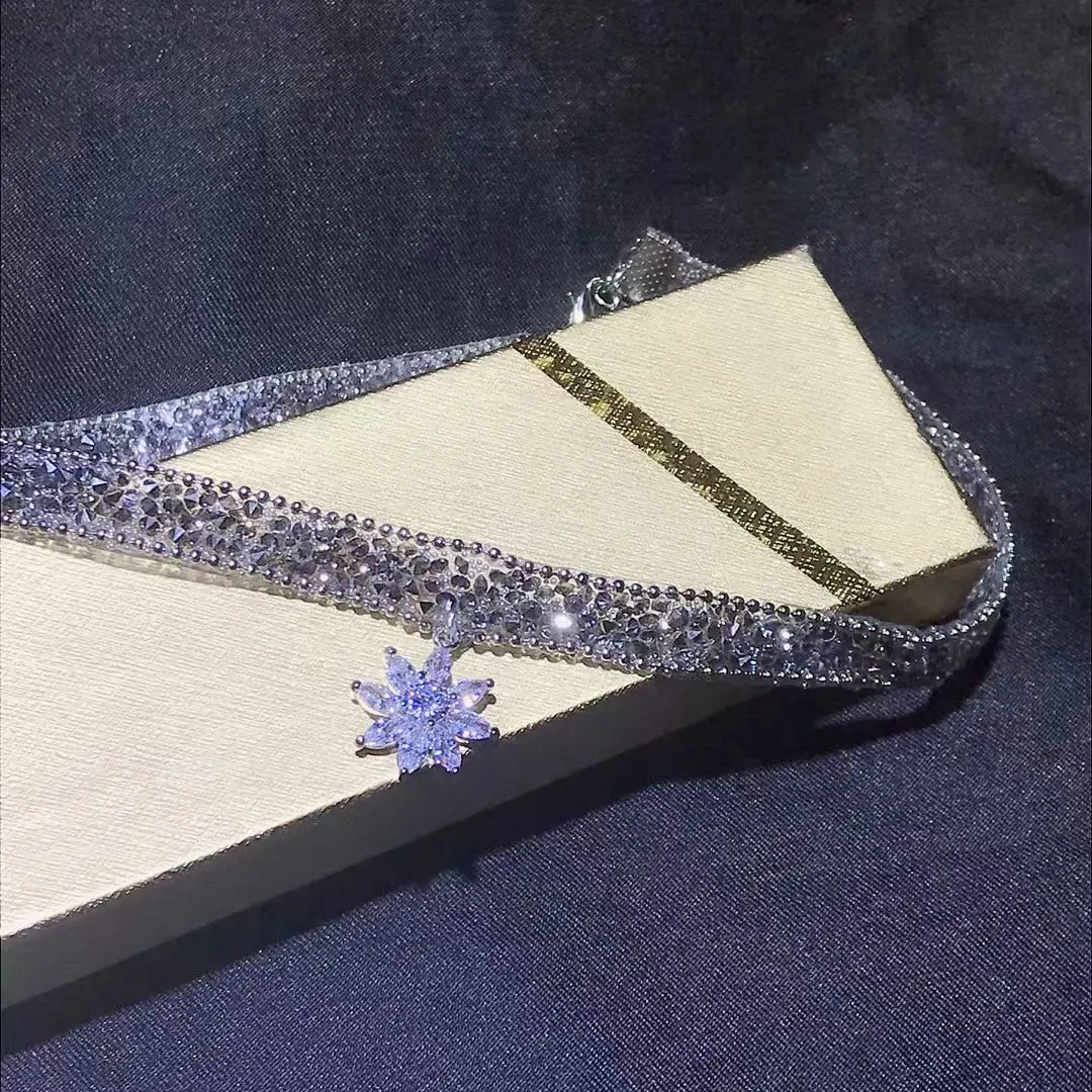 925 Серебряное корейское простое модное индивидуальное супер сказочное хрустальное ожерелье ключица цепь аксессуары для шеи