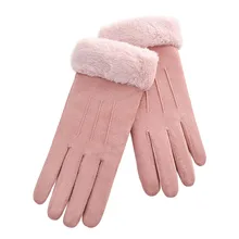 Для женщин полный палец Спорт на открытом воздухе Твердые Мягкие манжеты согреться бантом Варежки женские зимние перчатки удобные из искусственной замши вождения лыж