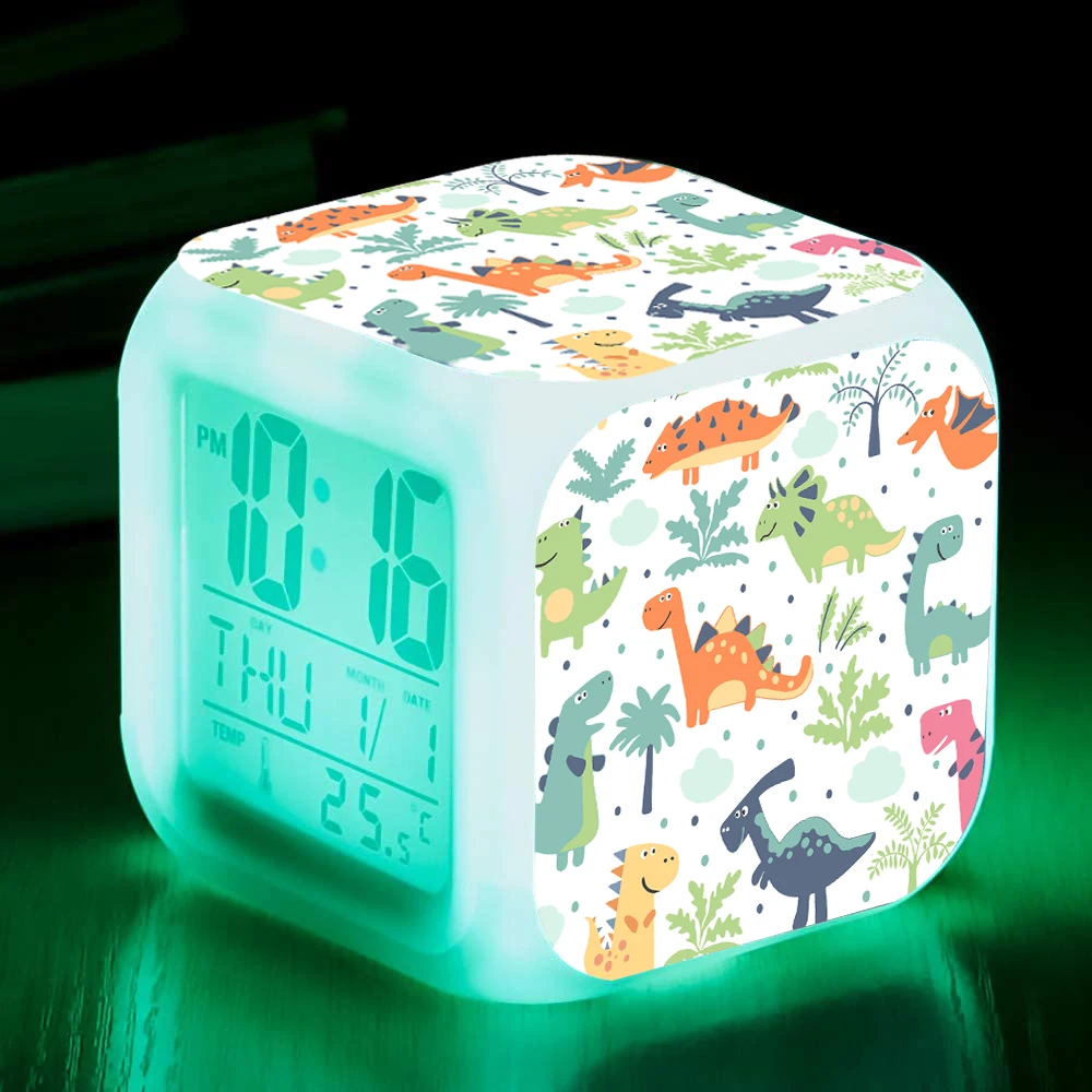 

Dinosaur Unicorn Alarm Clock LED Digital Clock 7 Colorful Glowing Light Night Despertador Kids Bedside Table Clock Children Gift