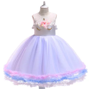 

Girls' Clothing New Unicorns Fluffy Mesh Dresses Christmas Dresses Embroidered Gown Baby Girl Princess Birthday Party Costume