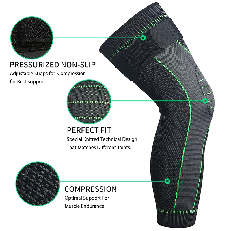 SKDK Anti-Slip Lengthen Knee Pad Long Leg Sleeve Bandage Compression Knee Brace Sports Warmth Leg Support Elastic Protector