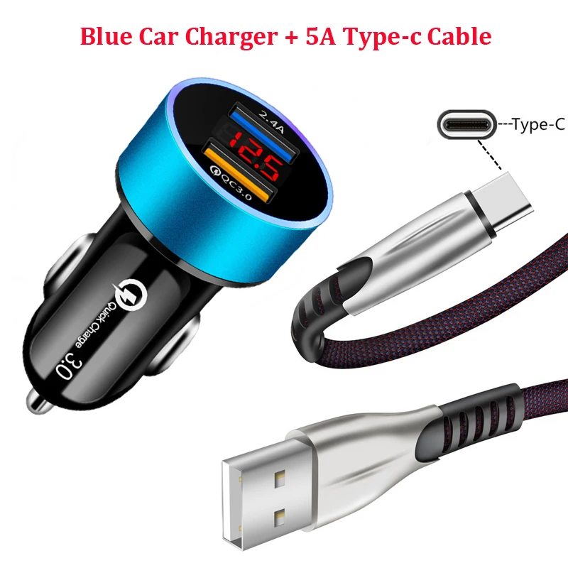 65 w charger For Samsung Galaxy S21 S20 FE Note 20 Ultra S10 S9 S8 Plus Fast Car Charger Dual USB Quick Charge 3.0 Type-c USB Charging Cable charger 65w Chargers