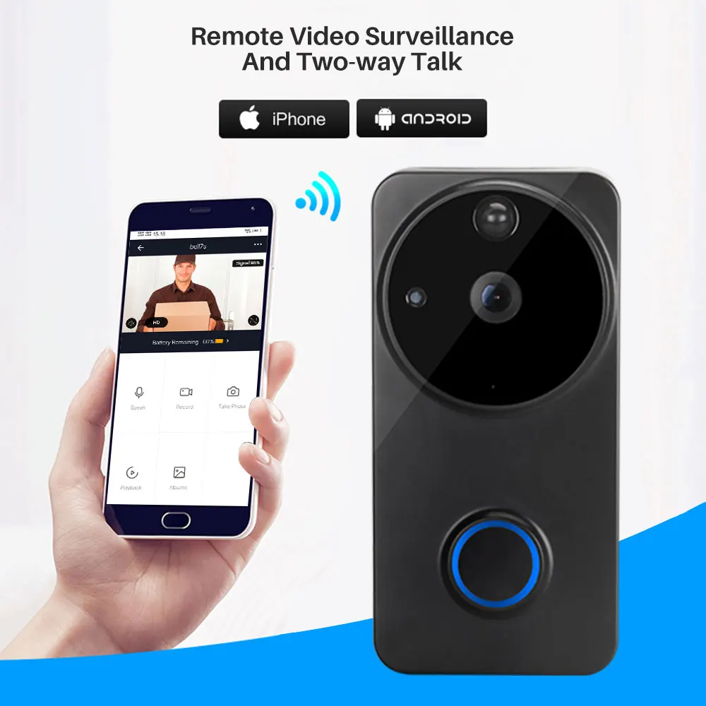 Беспроводной смарт Видеозвонок Tuya IP54 Wi Fi 1080P|Дверной звонок| |