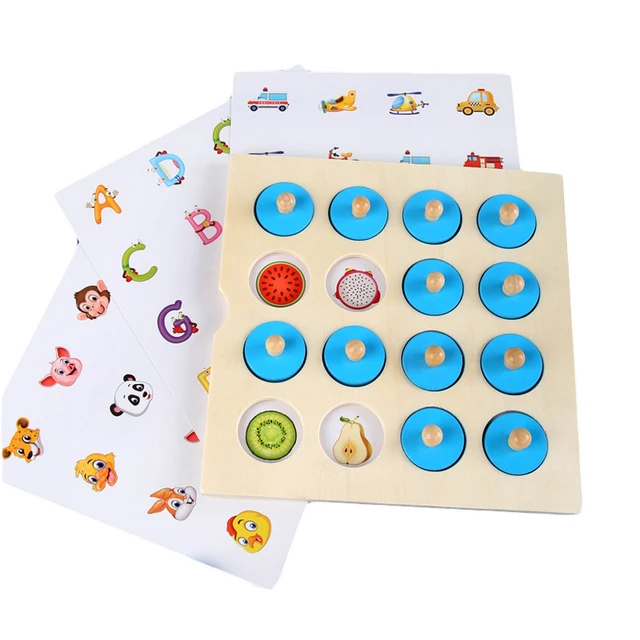 Montessori memory chess game 3D wooden puzzle board logic toy interaction early learning educational toys for children kids mini 2