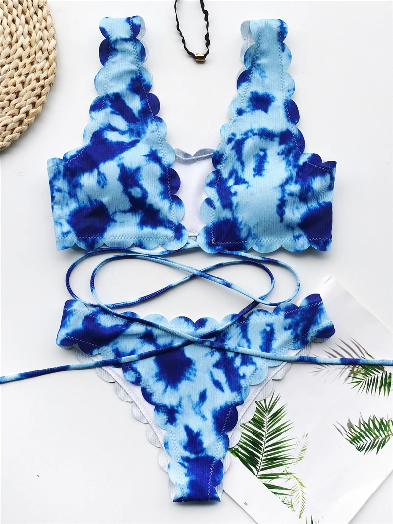 2020 Sexy Bikinis Swimsuit Women Bandage Printing Swimwear Underwire Bikini Set Tie-dye Gradient Bathing Suits Summer Beach Wear