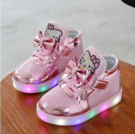 Niños Zapatos de luz Led para chicas nuevas niñas zapatos princesa zapatos de niños con luz Size21-30 _ - Mobile