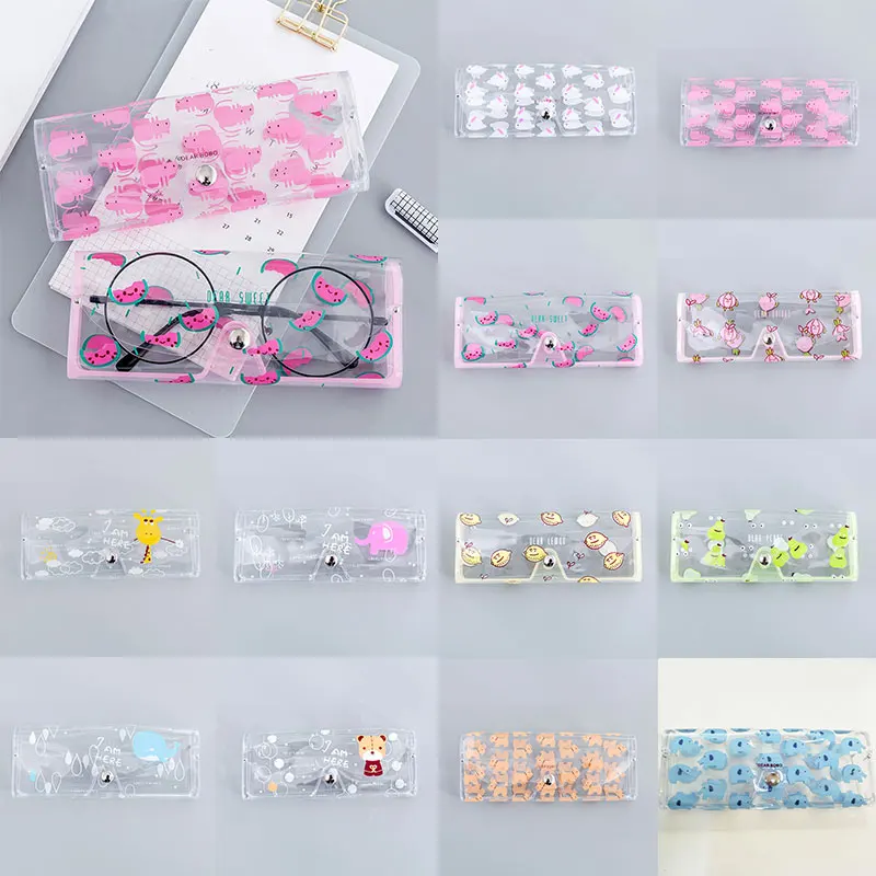 

Cartoon Cute Travel Women Transparent PVC Eye Glasses Box Bag Case Protection Carry Box Eyewear Accessoires