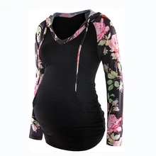 

Women's Maternity Clothes Zipper Coat Tops Sweatshirt Hoodie Long Sleeve V Neck Nurs Pregnant Drawstring Stripe Floral Clothes