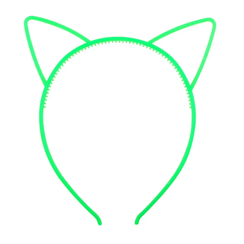 green band 1 шт., светящаяся Милая пластиковая повязка на голову с кошачьими ушками для детей, девочек, на Хеллоуин, Рождество, светящиеся кошачьи ушки, обруч для волос, тиара на голову, аксессуары - Цвет: green band