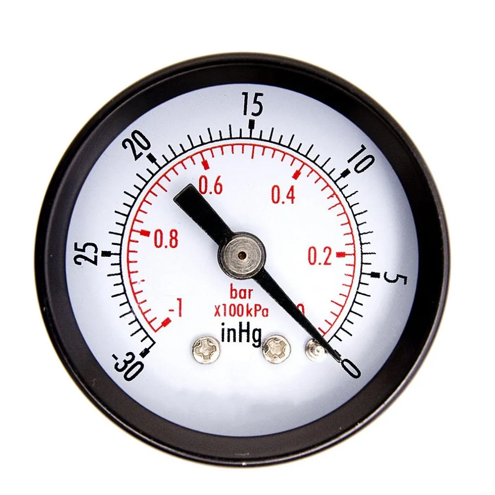 

New 1-1/2" Dry Utility Mini Vacuum Pressure Gauge Blk.Steel 1/4" Center Back, -30HG/0PSI Pressure Tester Measuring Instruments