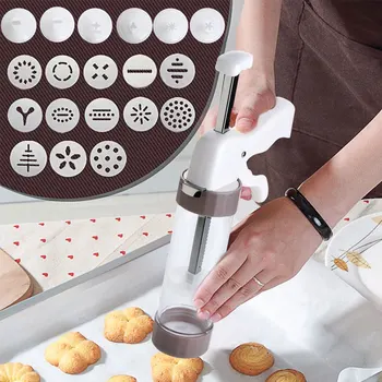 

HKML Cookie Press Kit - Cookie Press Making Gun Biscuits Cake Mold Cookie Press Maker Machine Dessert Decoration