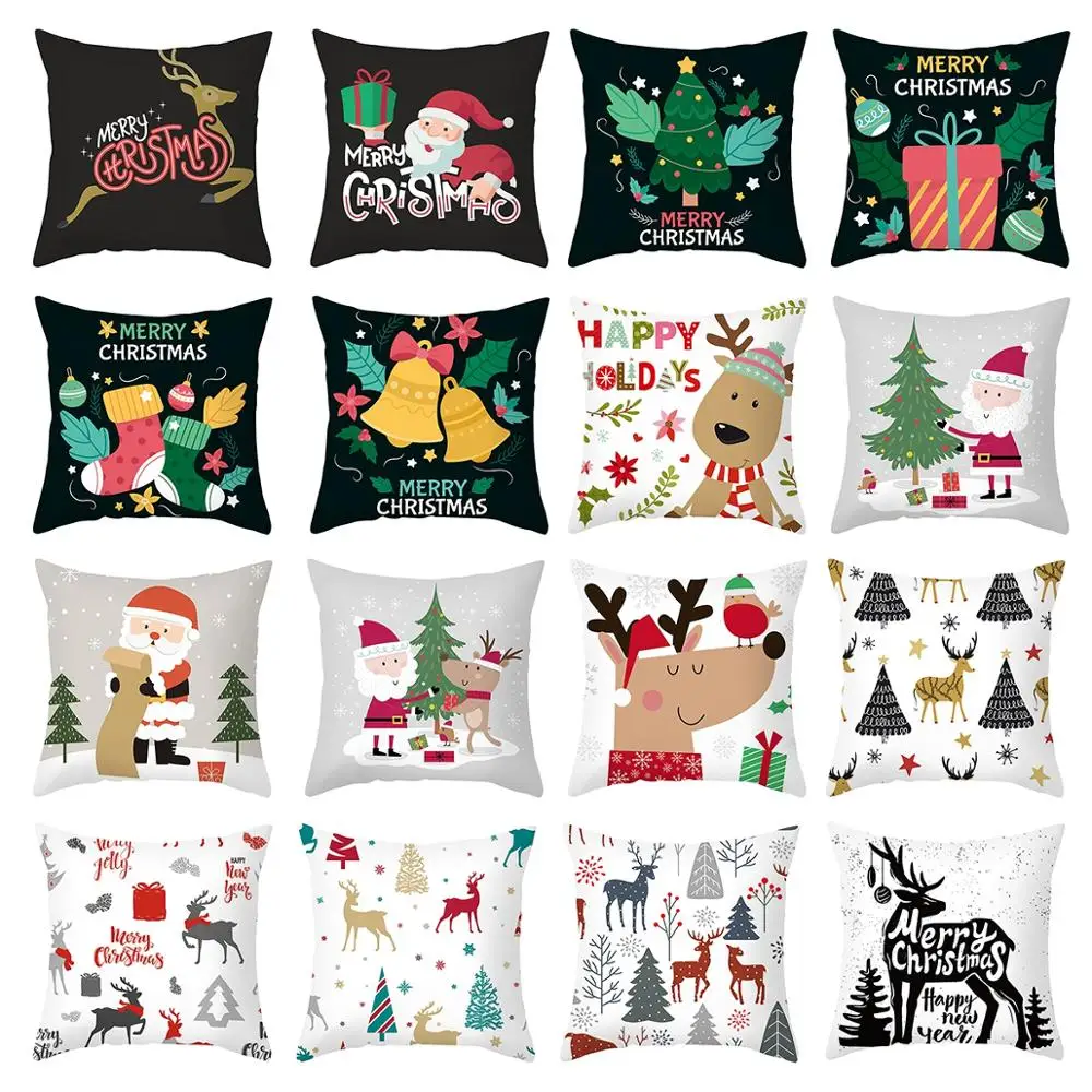QIFU Christmas Cushion Cover Merry Decor for Home 2021 Navidad Pillowcase Ornaments Happy New Year Xmas Gift | Дом и сад
