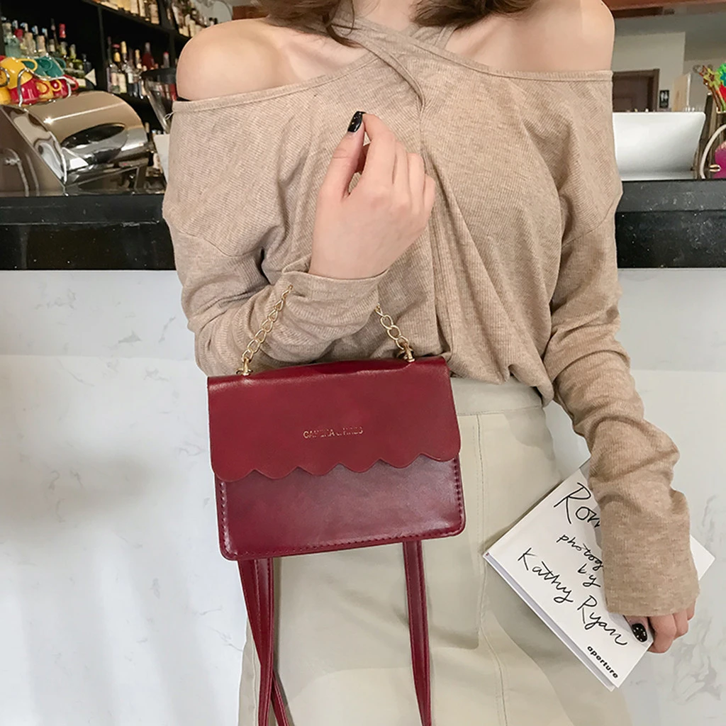 Simple Flap Shoulder Fashion Women Bag Leather Bags Girls Pure Color Mini Messenger Chest Cross Body Handbags Bolsa Feminina 820