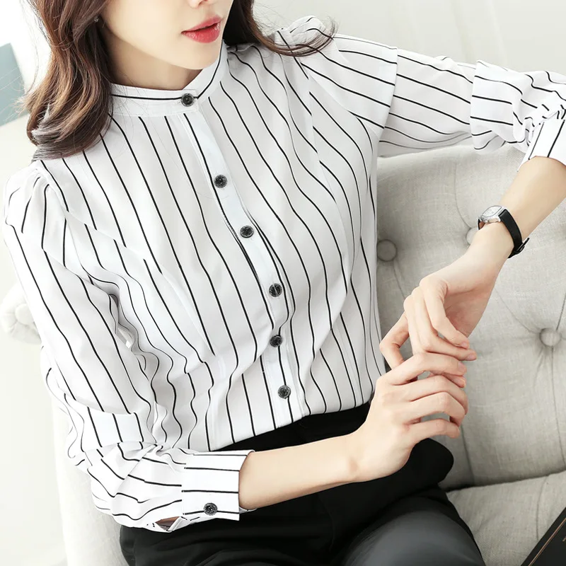 

Korean Fashion Chiffon Women Blouses Vintage Long Sleeve Office Lady Shirt and Blouse Plus Size XXXL Womens Tops and Blouses