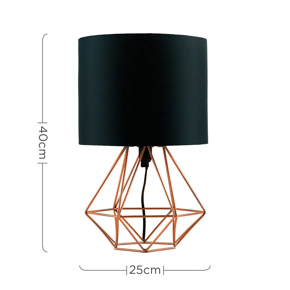 Retro Table Lamp Drum Shade Bedside Home Decorative Geometric Lighting Light for Bedroom Living Study Room Lamp