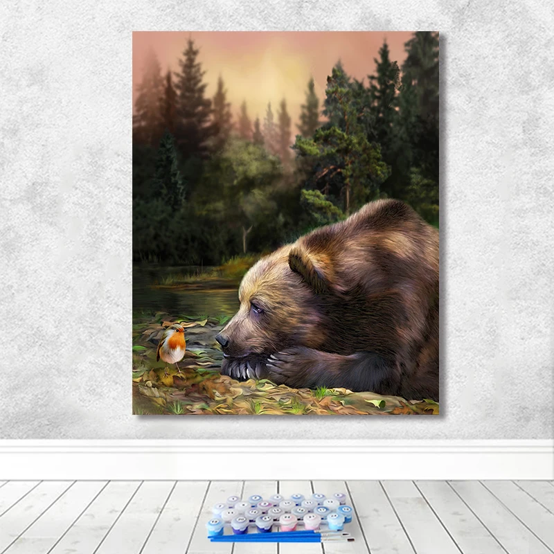 Картина по номерам художественная живопись по номерам ручная роспись животное Хаски коричневый медведь домашний коридор декоративная живопись - Цвет: 51036