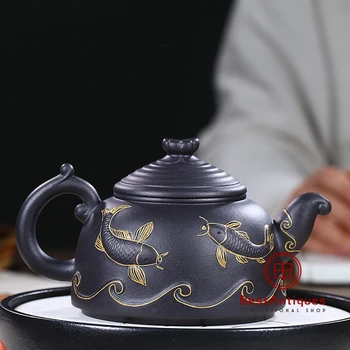 

Yixing Zisha Teapot Purple Clay Teapots Handmade Yuyue Longmen 450cc