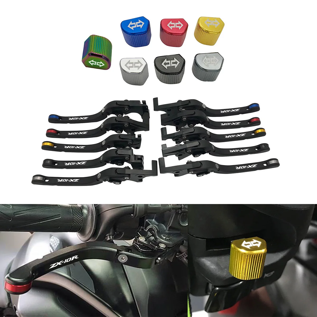 Рычаги тормоза и сцепления SEMSPEED для KAWASAKI ZX10R ZX-10R 2004 2005 CNC кнопка