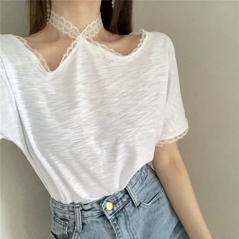 Missoov Brand Designer T Shirts Summer Women Fashion Hollw Out Solid Tshirt Ladies Lace Halter Tops Camisetas Mujer Basic Tees T Shirts Aliexpress