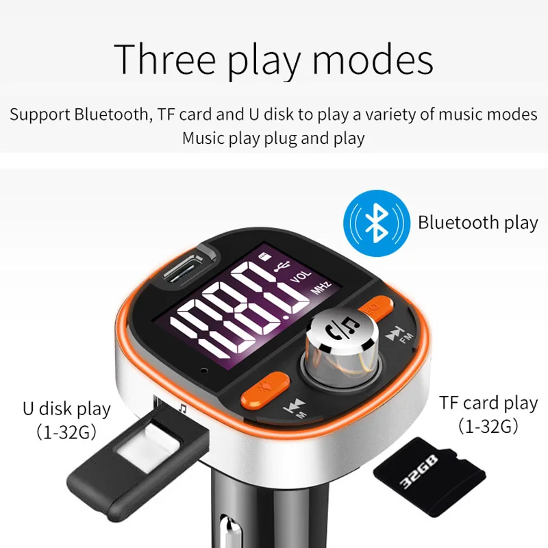 JaJaBor, fm-передатчик, беспроводная гарнитура, Bluetooth, автомобильный комплект, Bluetooth 5,0 PD3.0, быстрая зарядка, поддержка TF карты, воспроизведение u-диска