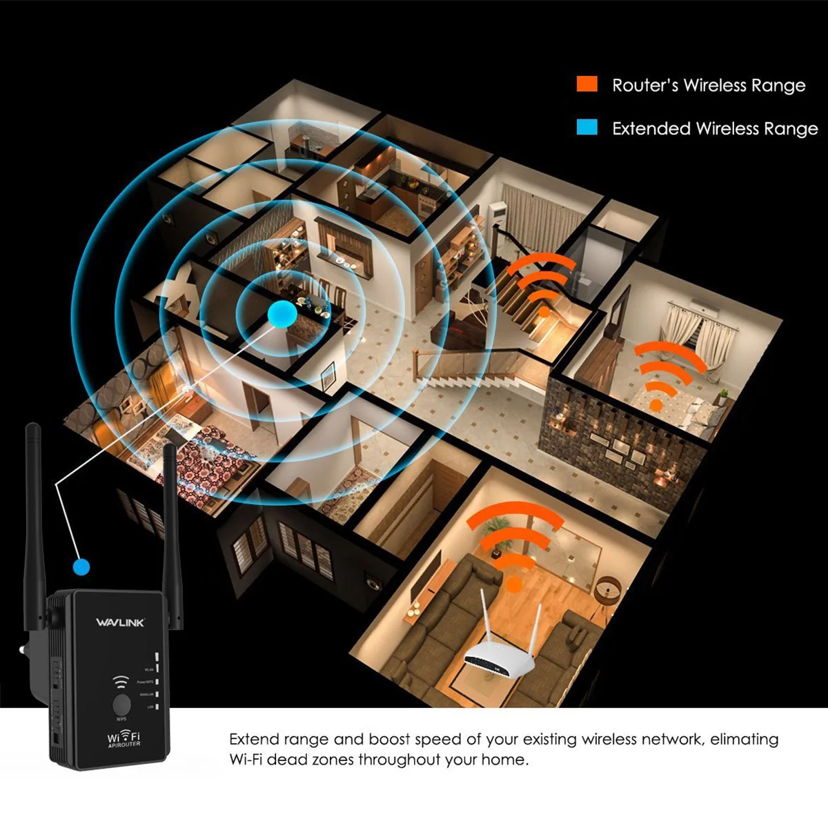 Wavlink Dual Band Wireless WiFi Repeater/2.4G&5G WiFi Extender/Router Boost WiFi Coverage Easy Installation Wall-plug WPS Button