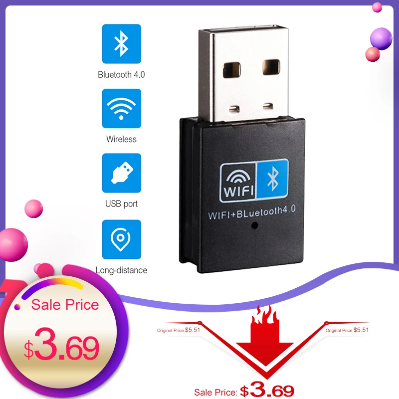 Мини USB WiFi адаптер 150 Мбит/с Wi Fi Bluetooth для ПК Ethernet ключ 2 4G сетевая карта антенна