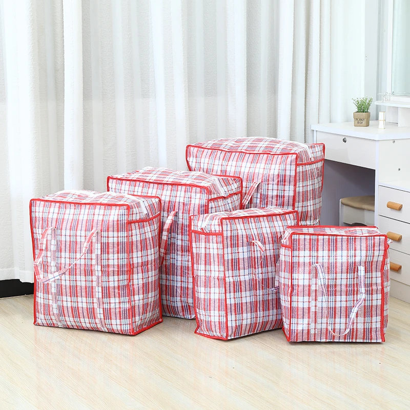 Large-Capacity Portable PP Woven Bag Household Quilt Storage Bag Dustproof and Moisture-Proof Student Dormitory Moving Packing non woven bed bottom cotton quilt storage bag foldable large capacity sundries storage bag moisture proof clear window