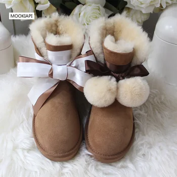 

The latest high-quality snow boots in Europe in 2019, real sheepskin, 100% natural wool, the most fashionable women's shoes