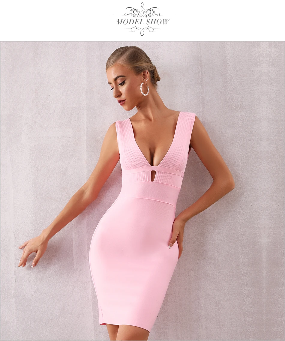 Женское вечернее бондажное платье ADYCE, розовое облегающее платье с глубоким V-образным вырезом, открытой спинкой, для клуба, для лета