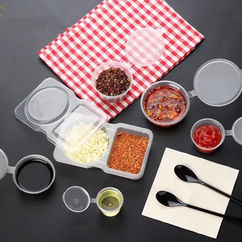 

High quality disposable plastic cups 48ml 100ml pudding yogurt cups small sauce salad fruit takeaway packaging cups with lid