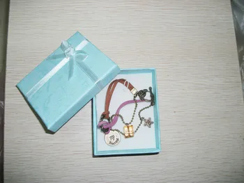 

Random color Paper Necklace Bracelet Purple Ribbon Bowknot Flower Gift Box Jewelry Packaging & Display for Women & Children
