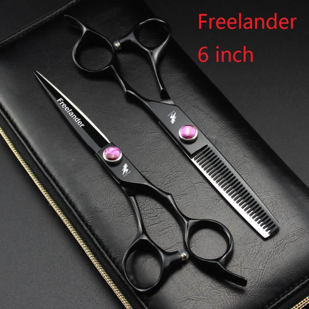 

Freelander Japan Steel 440C Barber Hairdressing Scissors 6 in Salon Cutting Shears Thinning Scissors Professional Hair Scissors