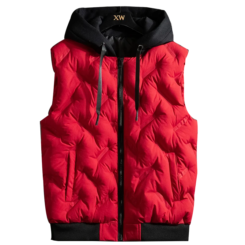 

Winter Vest Men High Quality Sleeveless Jacket Male Hooded Coat Mens Cotton Padded Vest Windproof Bodywarmer vest plus size 5XL