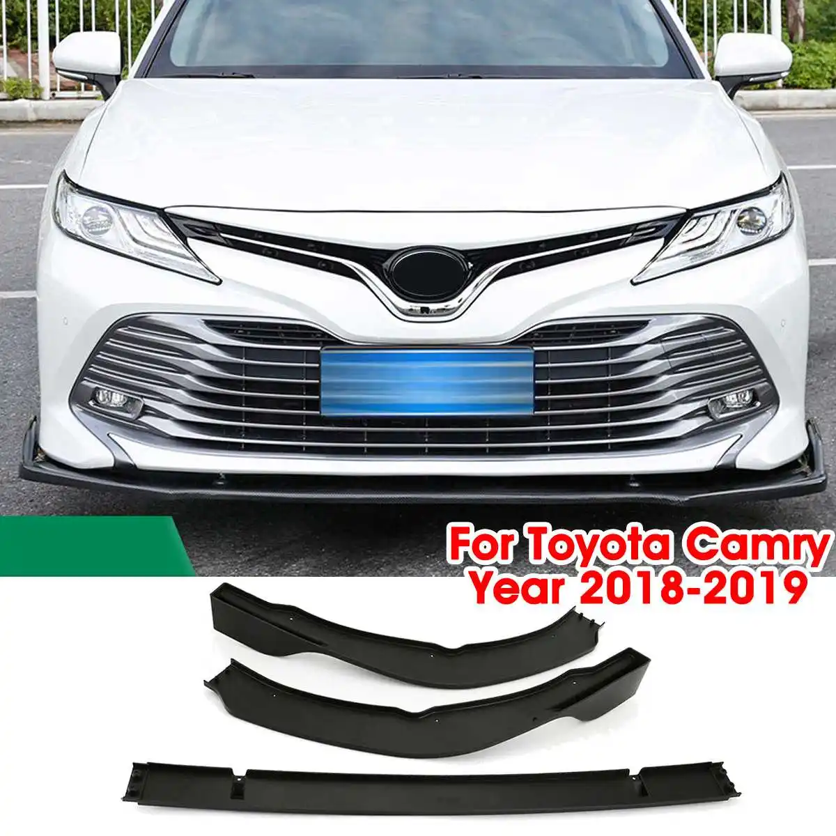 Autoleader Черный ABS передний карбоновый волокно Стиль Бампер для губ накладка покрышка бампер для губ 3 шт./компл. для Toyota Camry