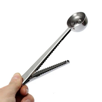 

50pcs new Scoop With Clip Multifunction Stainless Steel Coffee Tea Measuring Scoop 1 Cup Ground Coffee Measuring Spoon