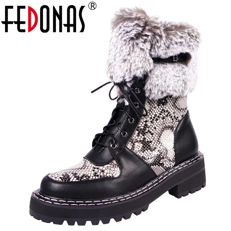 FEDONAS зимние ботинки на меху в стиле панк; женские зимние мотоботы из натуральной кожи с боковой молнией; повседневная обувь; женские ботильоны на высоком каблуке