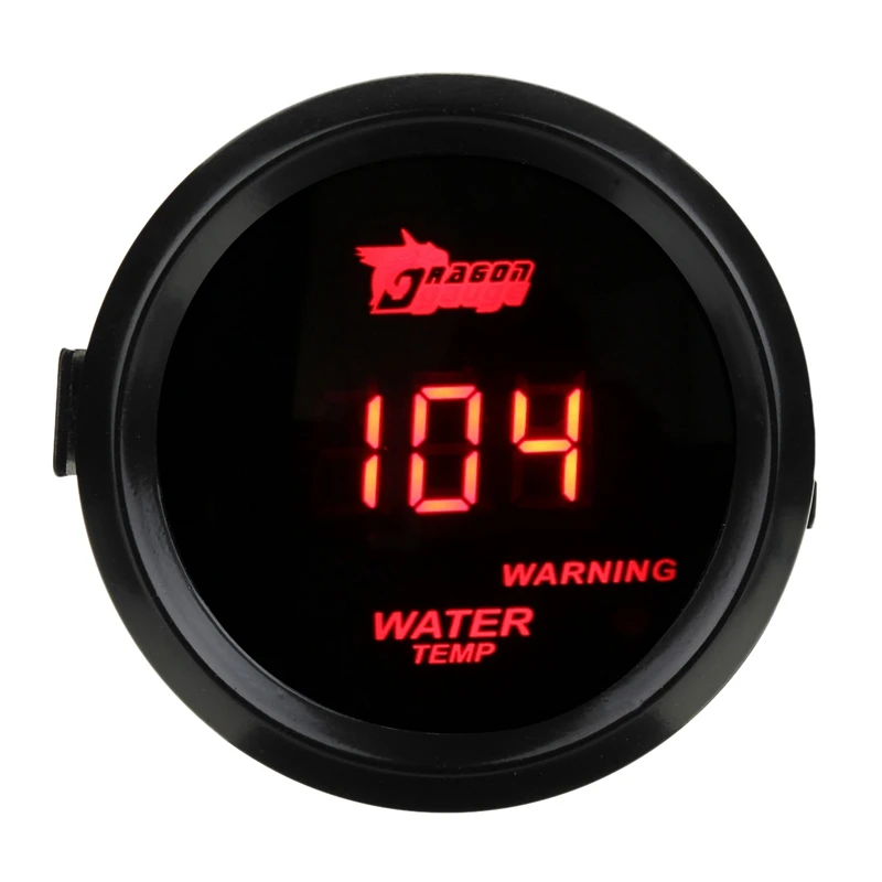 

Diameter 52Mm Car Red Led Light Digital Water Temp Fahrenheit Gauge Black Cover