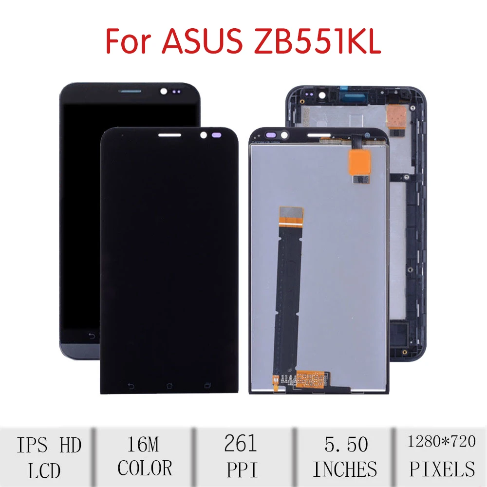 Для ASUS Zenfone Go ZB551KL lcd кодирующий преобразователь сенсорного экрана в сборе для Asus zb551kl дисплей с рамкой Замена Go tv