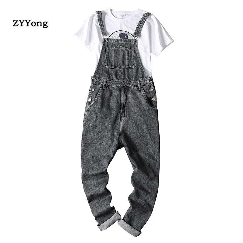 

Denim Rompers Mens Single Breasted Jumpsuit Cargo Jean Overalls One piece Suits Romper Loose fit Overalls Jeans