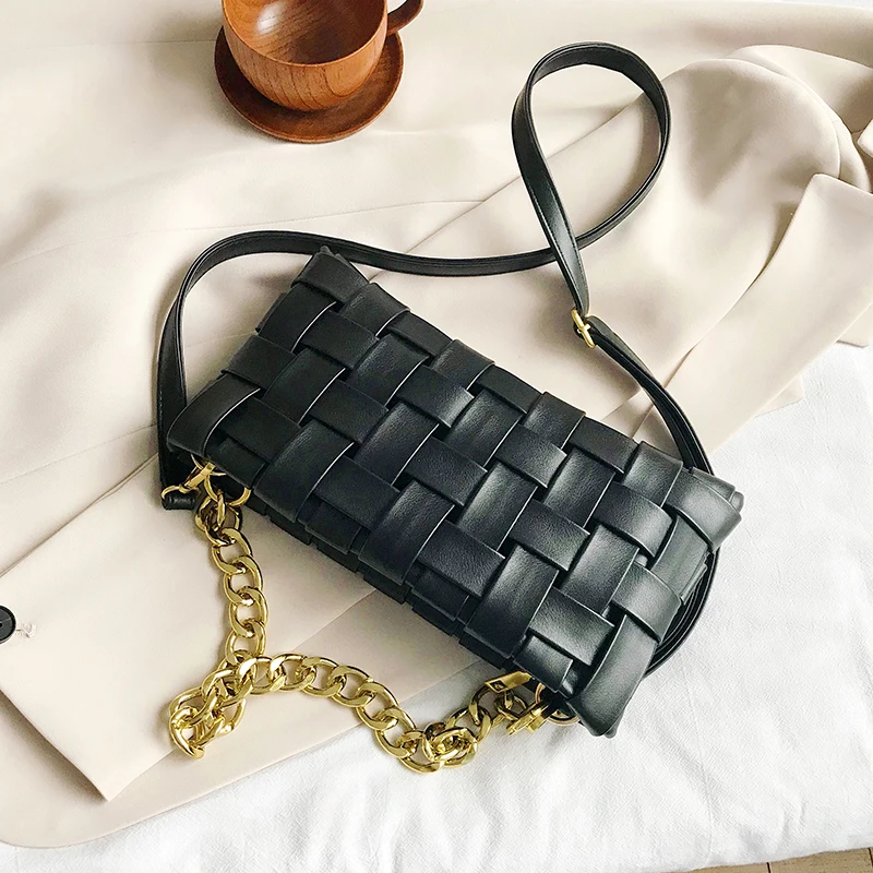 

JinMantang Weave Design Small PU Leather Crossbody Bags For Women 2020 Luxury Solid Color Shoulder Handbags Chain Cross Body Bag