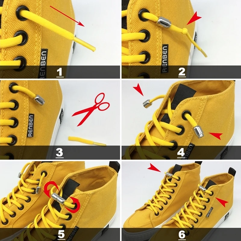 1 пара эластичных шнурков без галстука Металлические круглые шнурки для ботинок для детей Взрослые кроссовки быстрая шнурка шнурки Z023