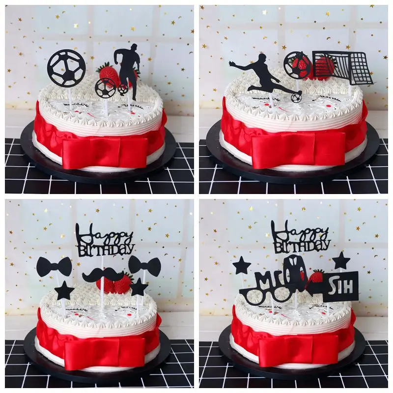 INS футбольный торт Топпер креативный футбол дети с днем рождения флажки для торта для мальчиков день рождения спортивные вечерние DIY украшения торта
