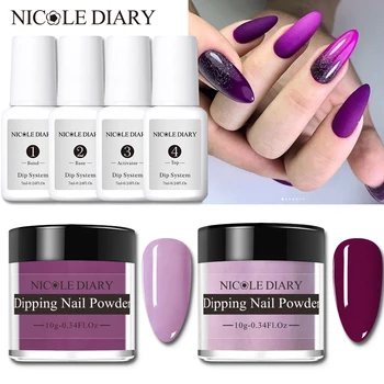 

NICOLE DIARY 10pcs/8pcs/6pcs Dipping Nail Powder Set Dip System Nail Art Glitter Polish Chrome Dust Pigment Decoration Kits