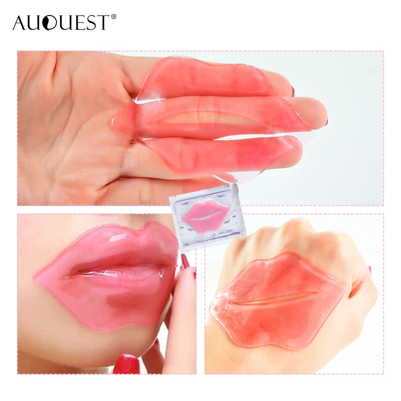 AUQUEST 10pcs Lip Mask Pink Collagen Hydrogel  Lip Plumper Patches Moisturizing Dry Skin Repair Hydrated Skin Essence Treatment